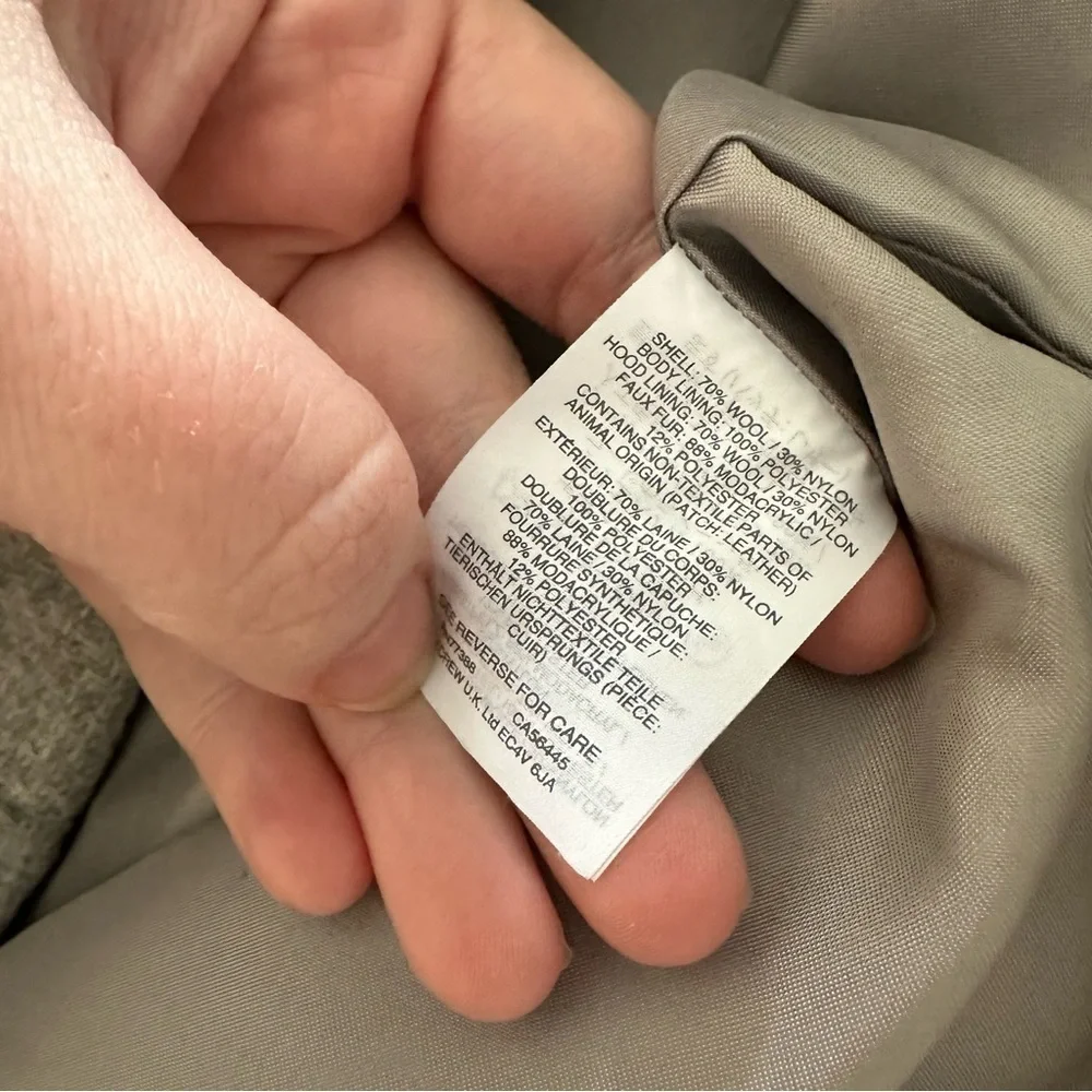 J.Crew Stadium Cloth Chateau Wool Gray Parka Coat Womens 0  Gray